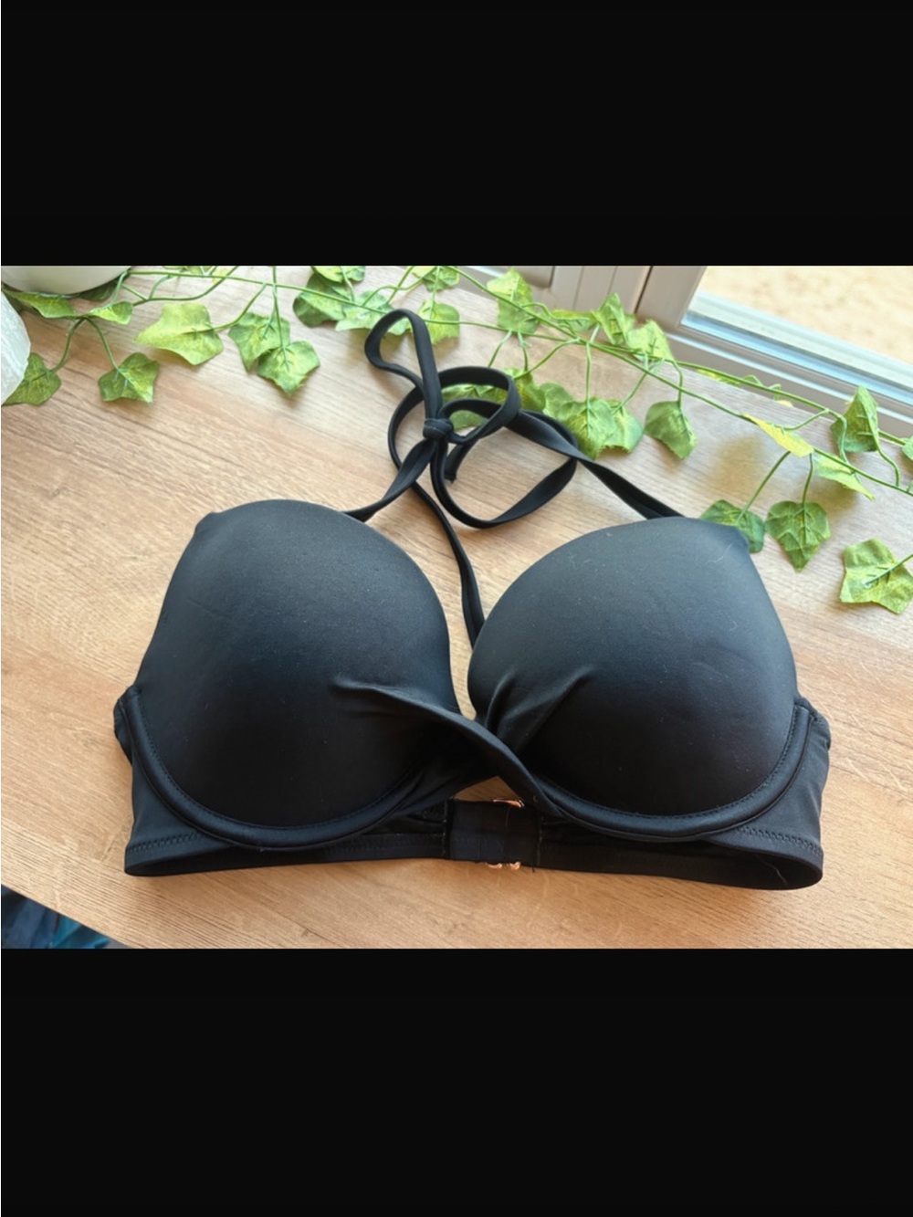 Black Halter Push-Up Bikini Top